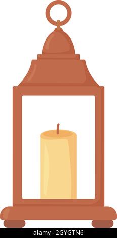 Illustrazione di una lanterna a candela d'epoca in stile cartoon piatto. Illustrazione Vettoriale