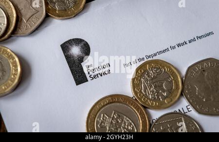 Londra. REGNO UNITO. 10.07.2021. Il servizio pensionistico governativo incaricato della valutazione e del pagamento delle pensioni di anzianità. Foto Stock