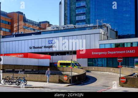 Ingresso al Dipartimento A&e del St Thomas' Hospital, Londra. Foto Stock