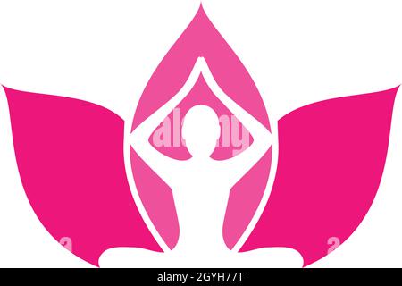Meditazione yoga modello vettore logo Illustrazione Vettoriale