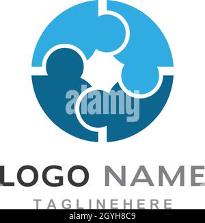 Modello di logo per la cura del puzzle e della comunità Illustrazione Vettoriale