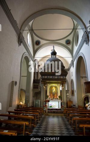 Europa, Italia, Toscana, Arezzo. Bibbiena, Casentino, Saantuario di Santa Maria del Sasso, monumento rinascimentale Foto Stock