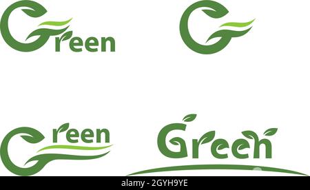 Loghi di foglia verde ecologia natura vettore elemento Illustrazione Vettoriale