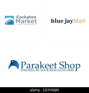 Design del modello del logo Cockatoo Bird Mart Illustrazione Vettoriale