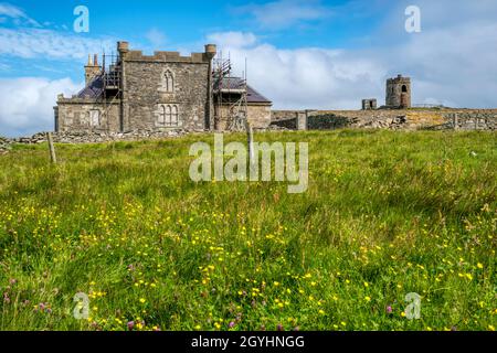 Brough Lodge sull'isola di Fetlar, Shetland, è stato costruito nel 1820 ed è stato restaurato dal Brough Lodge Trust Foto Stock