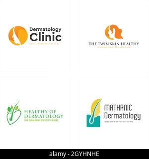 Dermatologia bellezza donna capelli logo design Illustrazione Vettoriale