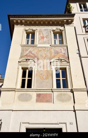 Italia, Roma, Piazza di Sant'Eustachio, Palazzetto tipo da Spoleto (XVI secolo), affreschi di Federico Zuccari Foto Stock