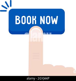 premere con le dita il pulsante come la prenotazione online Illustrazione Vettoriale