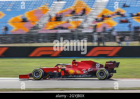 Tuzla, Turchia. 08 ottobre 2021. 55 SAINZ Carlos (spa), Scuderia Ferrari SF21, in azione durante la Formula 1 Rolex Turkish Grand Prix 2021, 16° round del Campionato del mondo FIA di Formula uno 2021 dall'8 al 10 ottobre 2021 sul Parco di Istanbul, a Tuzla, Turchia - Foto Franois Flamand / DPPI Credit: DPPI Media/Alamy Live News Foto Stock