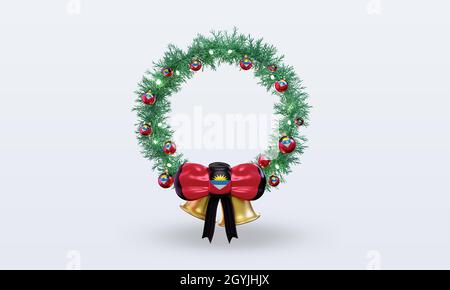 3d natale corona Antigua e Barbuda flag rendering vista frontale Foto Stock