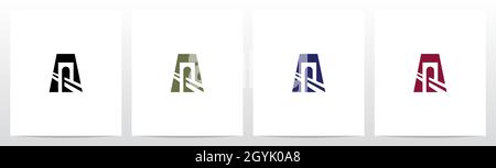 Bridge Inside Letter Logo Design A. Illustrazione Vettoriale