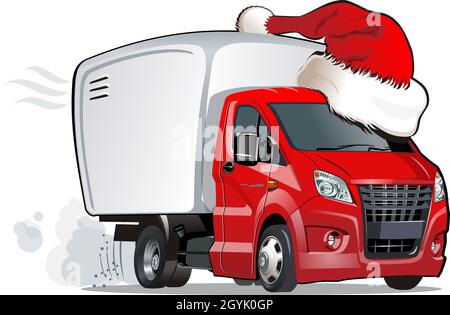 Cartoon camion di natale isolato su sfondo bianco. Formato vettoriale EPS-10 disponibile separato da gruppi e livelli per una facile modifica Illustrazione Vettoriale