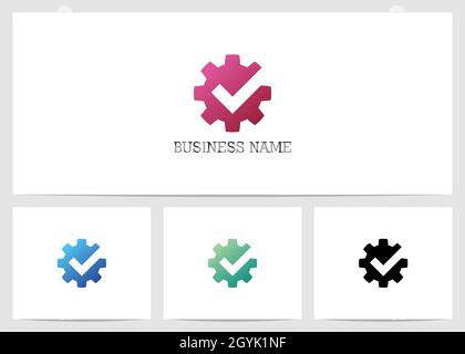 Segno di spunta sul logo Gear Illustrazione Vettoriale