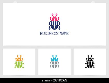 Design del logo Bug di Digital Connected Nodes Illustrazione Vettoriale