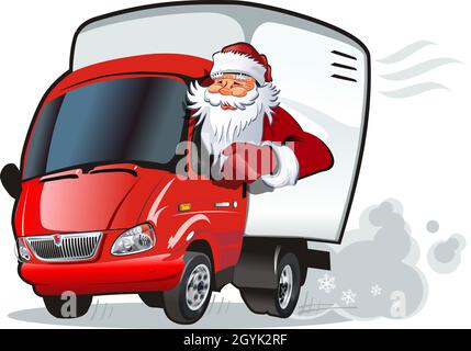 Cartoon NewYears camion isolato su sfondo bianco. Formato vettoriale EPS-10 disponibile separato da gruppi e livelli per una facile modifica Illustrazione Vettoriale
