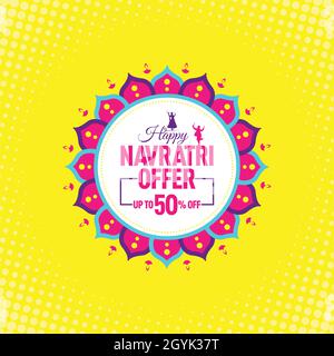 Offerta Navratri Festival, modello, Banner, Logo Design, icona, Poster, unità, etichetta, intestazione Web, vettore, Illustrazione, etichetta Illustrazione Vettoriale