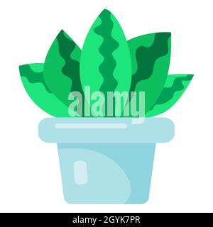 Cute cactus in pentola, divertente stampa in stile cartoon flat. Home illustrazione di pianta succulenta. Piante esotiche e tropicali. Stampa per libri, pianificatore Illustrazione Vettoriale