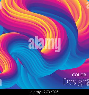 Colore sfondo. Poster dei fluidi. Onda di flusso. Illustrazione vettoriale. Illustrazione Vettoriale