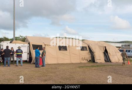 Guánica, PR, 21 gennaio 2020 -- il Centro operativo di emergenza funziona anche come Municipio, l'edificio in città ha subito danni a causa del recente terremoto di magnitudo 6.4. Foto di Liz Roll/FEMA Foto Stock