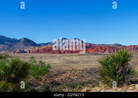Vista panoramica della Red Rock Canyon National Conservation Area nel Nevada meridionale Foto Stock