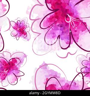 Sfondo senza giunture. Fiori rosa acquerello. Illustrazione vettoriale Illustrazione Vettoriale