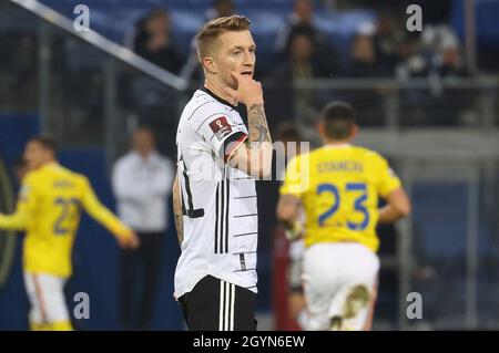 Amburgo, Germania. 08 ottobre 2021. Primo: 08.10.2021 Fuvuball: Calcio: Nazionale WM QUALIFICA Germania - Rumv §nien Marco Reus, metà cifra credito: dpa/Alamy Live News Foto Stock