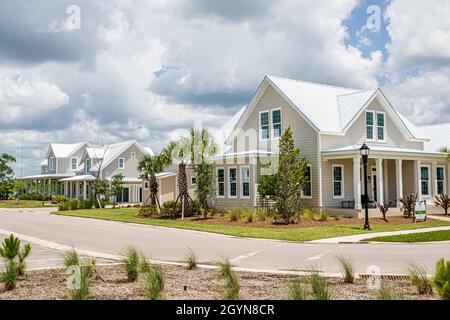 Babcock Ranch Florida, master pianificato comunità prima solare-alimentato città, energia rinnovabile pulita, single-famiglia case legno cornice nuovo modello casa per la vendita Foto Stock