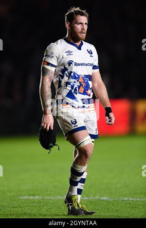 Twickenham Stoop Stadium, Regno Unito. 8 ottobre 2021. Bristol Bears' Jake Heenan durante la partita Gallagher English Premiership tra Harlequins e Bristol Bears: Credit: Ashley Western/Alamy Live News Foto Stock