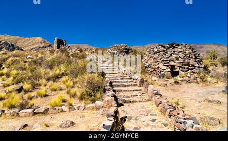Rovine pre-inca a Chivay in Perù Foto Stock