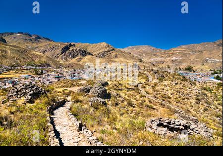 Rovine pre-inca a Chivay in Perù Foto Stock