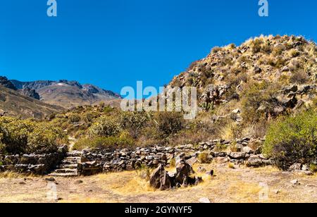 Rovine pre-inca a Chivay in Perù Foto Stock
