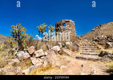 Rovine pre-inca a Chivay in Perù Foto Stock