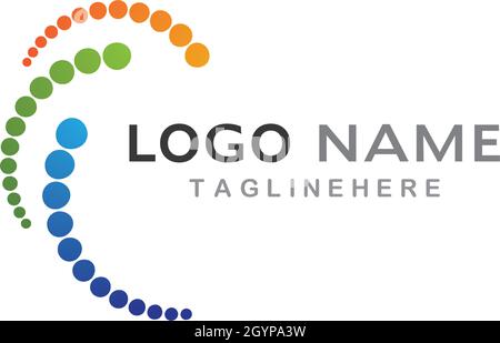 Modello vettoriale con logo aziendale, vortice, cerchio e icona a spirale Illustrazione Vettoriale