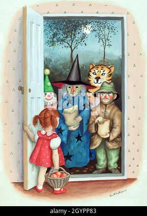 Vintage / Antique Halloween Celebration card / cartolina Foto Stock