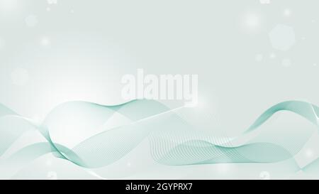 Sfondo teale astratto con forme d'onda a linee Foto Stock