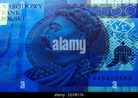 Polacca lo zloty in raggi UV Foto Stock