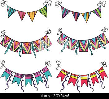 set di accessori per le feste, compleanno. Illustrazione Vettoriale
