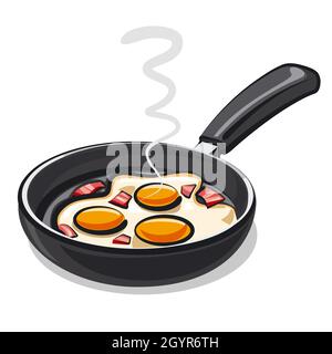 Immagine delle uova fritte strapazzate sulla padella Illustrazione Vettoriale