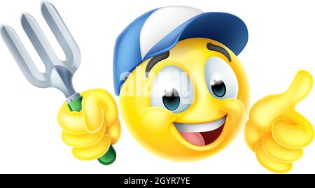 Giardiniere Emoticon viso Cartoon Illustrazione Vettoriale