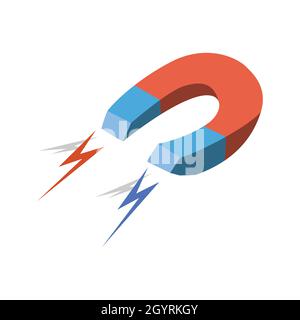 Illustrazione del design del logo del magnete elettromagnetico Illustrazione Vettoriale