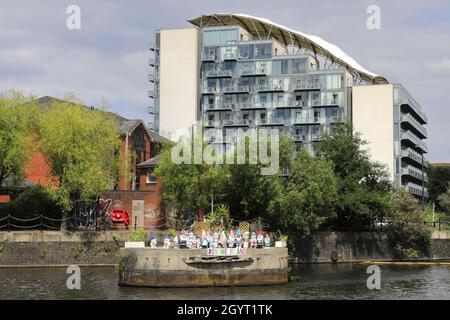 GNOME Island at Clippers Quay, Salford Quays, Manchester, Lancashire, Inghilterra, REGNO UNITO Foto Stock