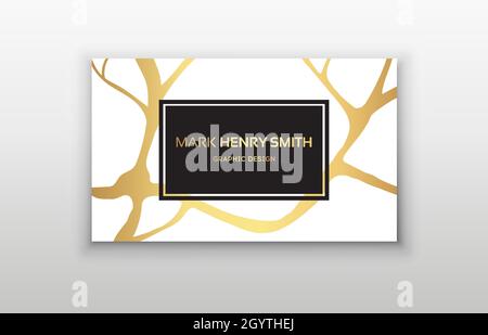 Oro biglietto da visita kintsugi design. Moderno disegno del modello del biglietto da visita. Illustrazione Vettoriale