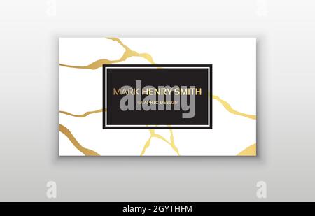 Oro biglietto da visita kintsugi design. Moderno disegno del modello del biglietto da visita. Illustrazione Vettoriale