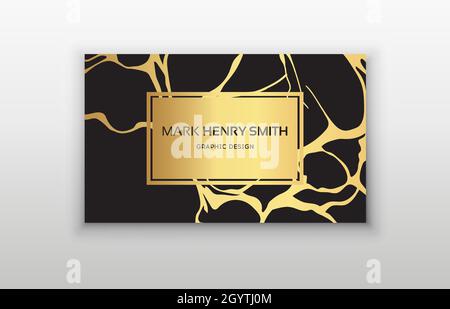 Oro biglietto da visita kintsugi design. Moderno disegno del modello del biglietto da visita. Illustrazione Vettoriale