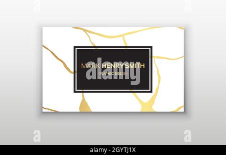 Oro biglietto da visita kintsugi design. Moderno disegno del modello del biglietto da visita. Illustrazione Vettoriale