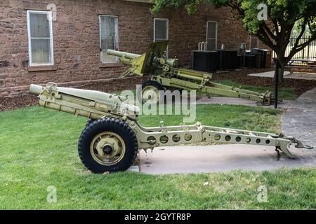 Modello USA M1A1 75 mm Pack Howitzer nel ft. Douglas Museum nello Utah. Utilizzato in WW 2 e Korean War. Foto Stock