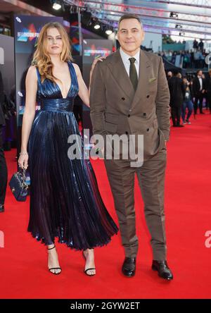 Keeley Hazell e David Walliams partecipano alla prima europea di "Last Night in Soho", al Royal Festival Hall di Londra durante il BFI London Film Festival. Data foto: Sabato 9 ottobre 2021. Foto Stock