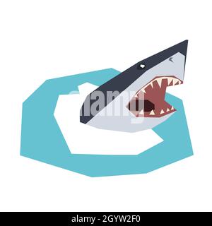 Squalo gigante isolato in bianco clip art sfondo Illustrazione Vettoriale