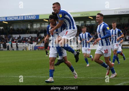 HARTLEPOOL. REGNO UNITO. 9 OTTOBRE durante la partita della Sky Bet League 2 tra Hartlepool United e Northampton Town a Victoria Park, Hartlepool sabato 9 ottobre 2021. (Credit: Mark Fletcher | MI News) Credit: MI News & Sport /Alamy Live News Foto Stock