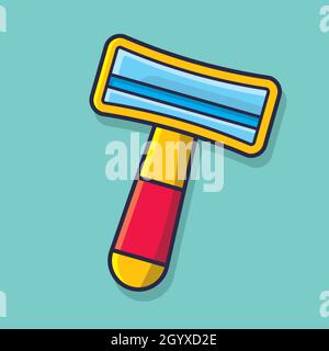 illustrazione vettoriale di cartoni animati isolati con rasoio in stile piatto Illustrazione Vettoriale